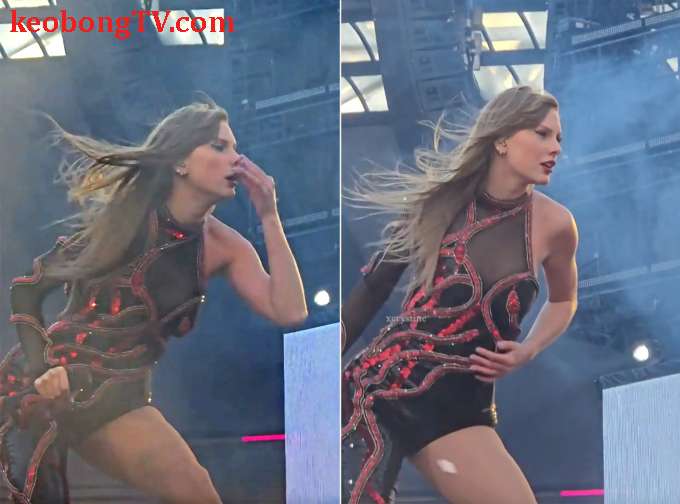 Taylor Swift lau nước mũi vào váy trên sân khấu